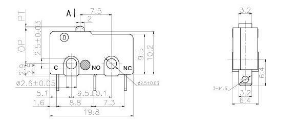 Micro interruptor con pulsador NS-5/10